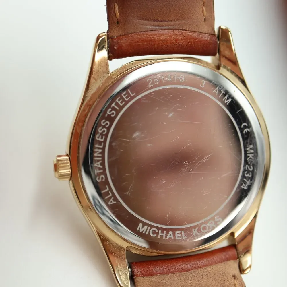 Michael Kors Colette Luggage Full Day 34mm Womens Watch MK2374 w New Battery
